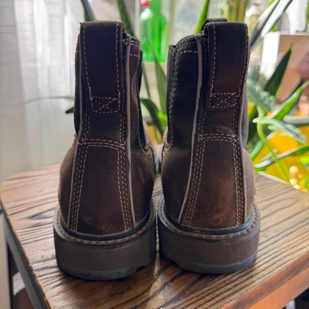 Ariat Groundbreaker Mens 9.5D Waterproof Steel Toe Chelsea Work Boots Brown